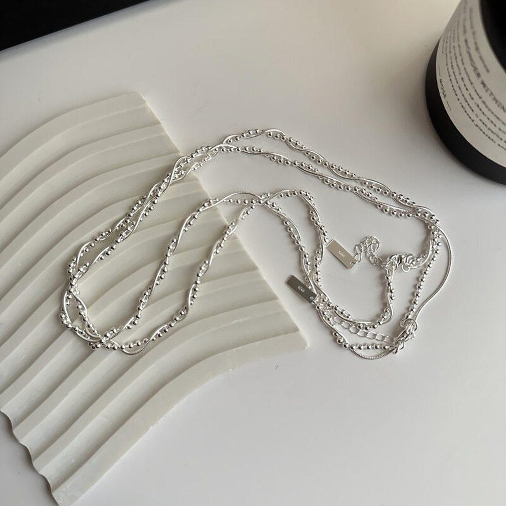 Women's Silver 925 Beaded Snake Twist Necklace