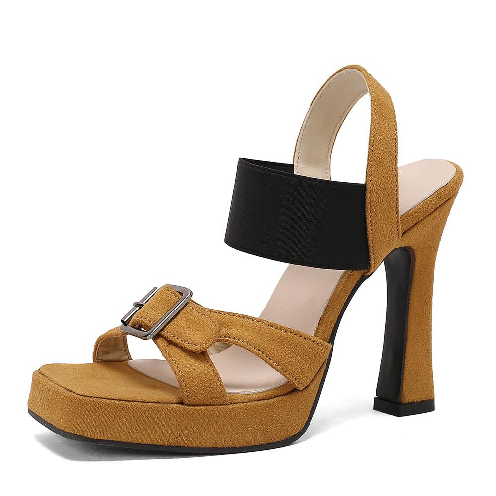 Fashion 2025 Summer New Platform Sandals Women Shoes Thick Heels Sandals High Heels Suede Fashion Ladies Sandalias De Mujer Size 32-46