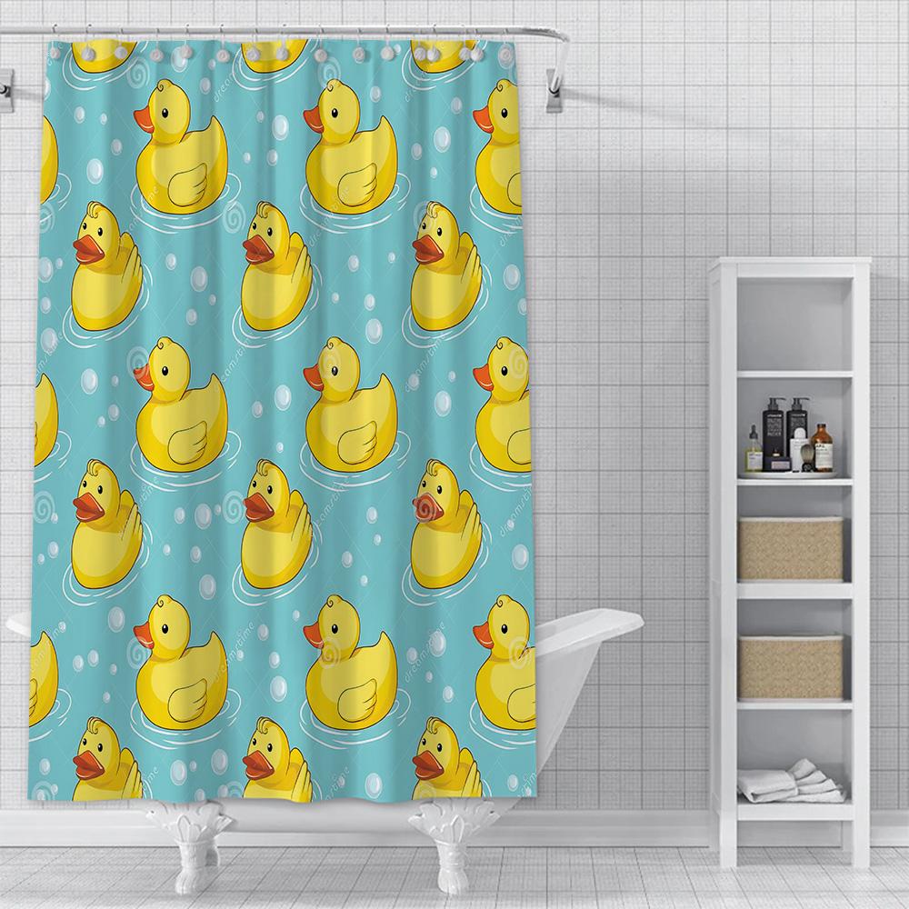 Little yellow duck cute animal Shower Curtain Waterproof Polyester Fabric Paint Bath Curtain Home Bathroom Decor Curtain Hook