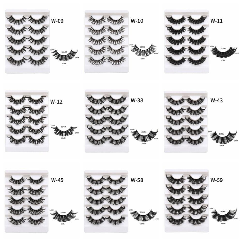 5Pairs Dense Fluffy False Eyelashes Lashes Extension D Curled Eyelashes  Grafting Lashes