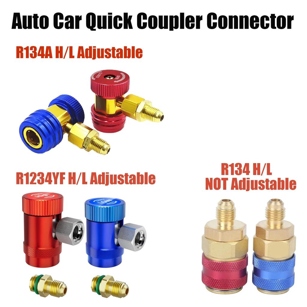 R134A/R1234YF AC Compressor R-134A Manual Quick Coupler Adapter Air Conditioning 1/4 SAE Connectors Accessories