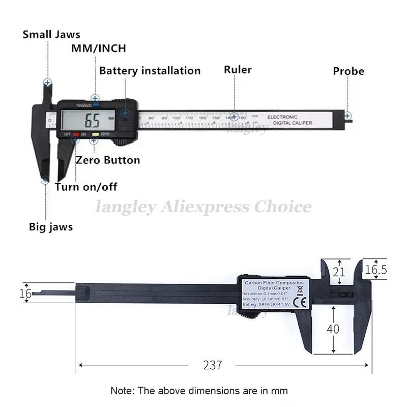 Plastic Vernier Caliper Digital Display Caliper Mini Text Play Caliper Vernier Ruler 100 150mm for Watch Repair Measuring Tools