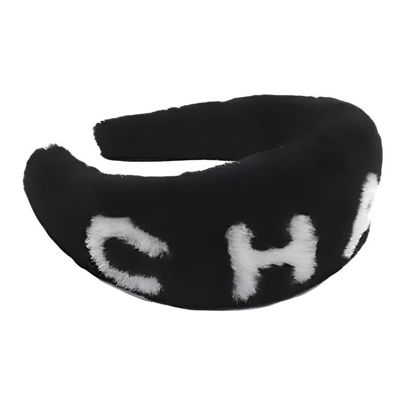 CHANEL letter logo simple casual fashion cotton headband women's black
