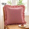 Federe Comode in Cotone Copricuscino Ruffle, Custodia a Quadri con Bordo Arricciato, Copricuscini da Divano 18x18 Pollici 20x12 Decorativi per Farmhouse