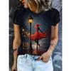 Summer Fashionable Round Neck Short Sleeved T-shirt Comfortable Breathable Creative Portrait 3d Printed Loose Women's Commuter Versatile T-shirt