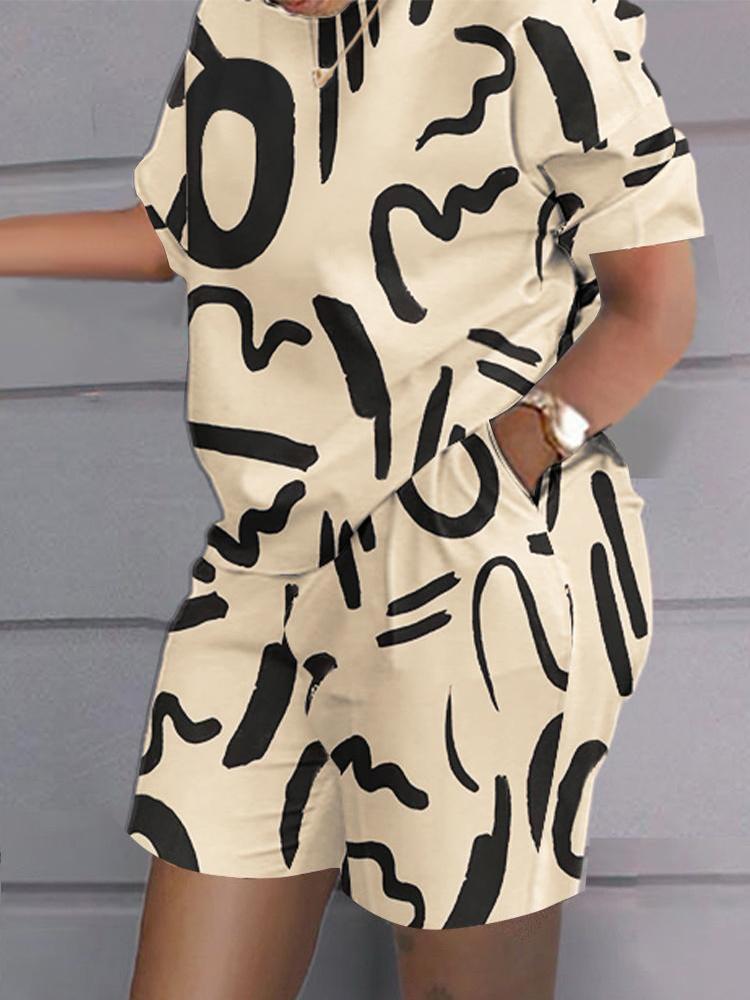 

Новый летний женский комплект из двух предметов с 3D принтом, повседневный комплект одежды, повседневный топ и шорты больших размеров с геометрическим принтом 5XL