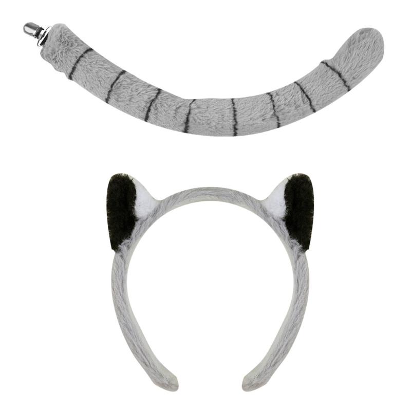 Monkey Costume Monkey Ear Headband Tail Bowtie Glove and Skirt Halloween Lemur Dress Up Outfit for Kid Halloween Cosplay