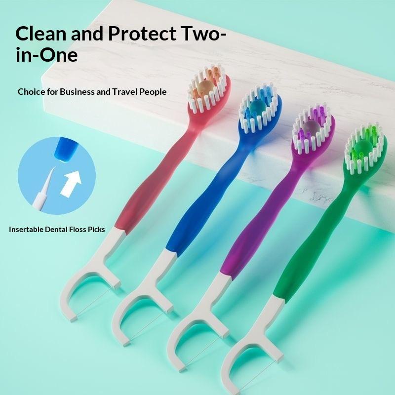 2Pcs Mini Travel Toothbrush With Toothpaste Fresh Breath Disposable Dental Floss Independent Packaging Oral Hygiene Care Tools