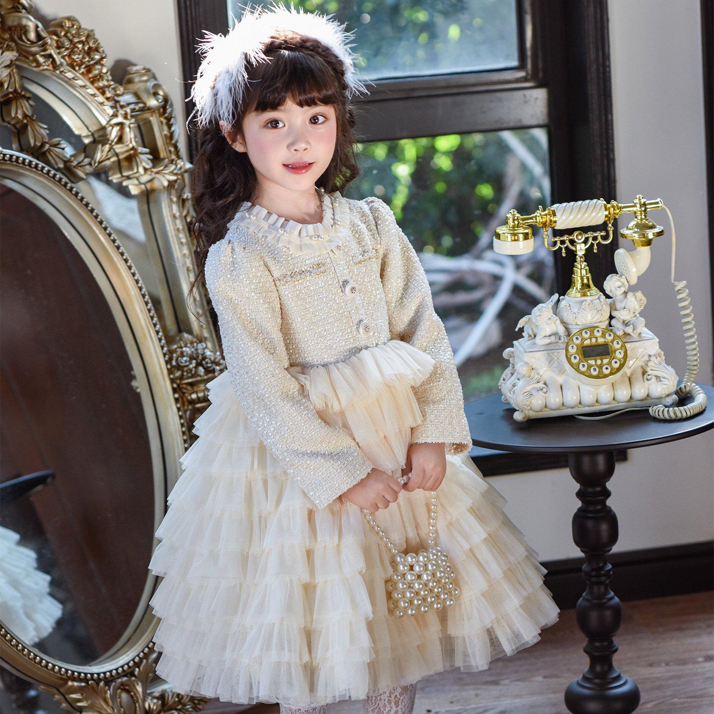 Trendy Princess Birthday Gown for Girls - Fluffy Cake Skirt Dress 110