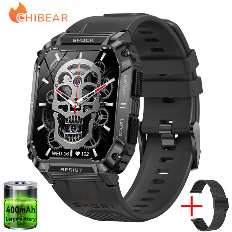 1.95" Outdoor Waterproof Men Smart Watch 100+sport Mode Fitness Tracker Smartwatch Bluetooth Call 400 Mah Large Battery