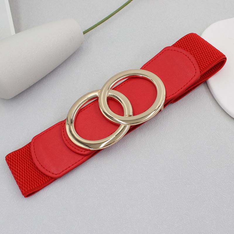 Elastic Belt Women'S Ring Smooth Buckle Decorative Dress Adjustable Elastic Waist Seal 5Cm Three Sizes