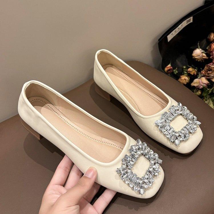 New square head shallow mouth single shoes autumn soft sole non-slip comfortable Doudou shoes
