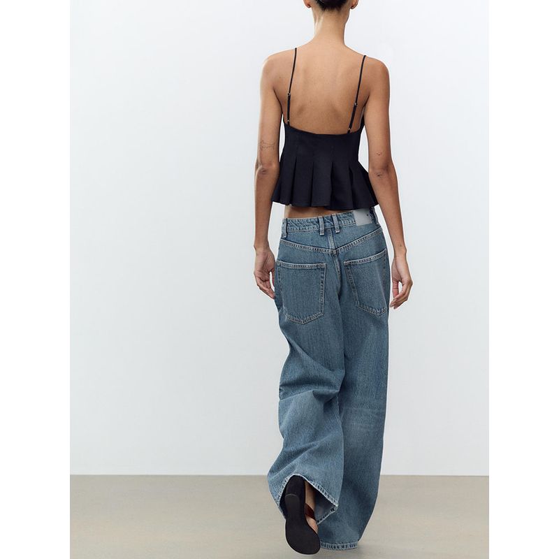 Za2025 Summer New Women Clothes Sexy Sleeveless Small Pleated Poplin Sling Casual Top 2890420 800