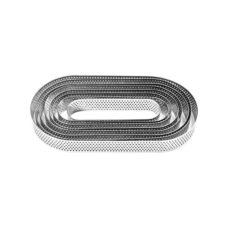 MDNG French Style Perforated Oval Tart Ring Set (4 Pack)