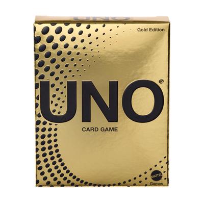 Mattel Games UNO GOLD EDITION Party 112 Alter 7 und Metallisch JHB35 Spiel, Zubehör, Karten, 2-10 Spieler, Hoch, Gold,