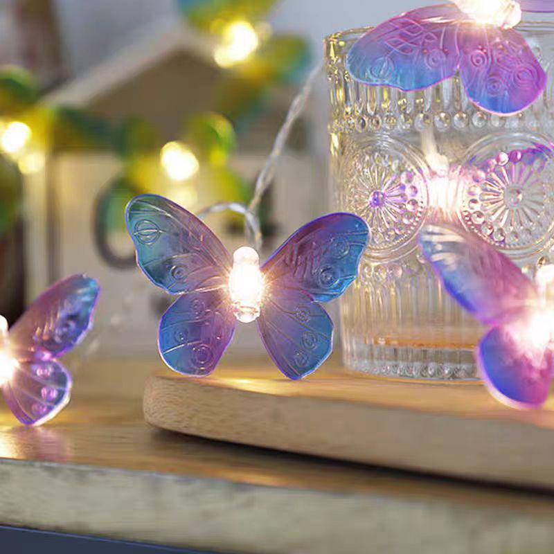 Butterfly LED Fairy String Lights - Battery-Powered Outdoor & Indoor Decorations for Weddings, Banquets, Garlands, and Curtains.