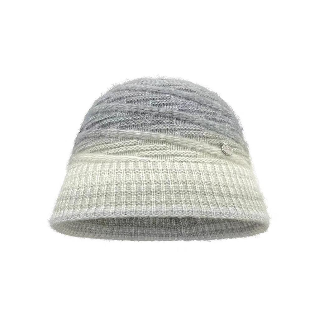New Gradual Change of Color Gentle Knitted Bucket Hat Women's Autumn and Winter Warm Face Small Versatile Bucket Hat Tide