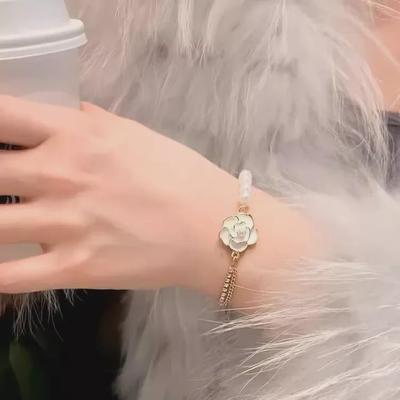 Elegant French Camellia Pearl Bracelet for Women - Versatile Gift for Every Occasion