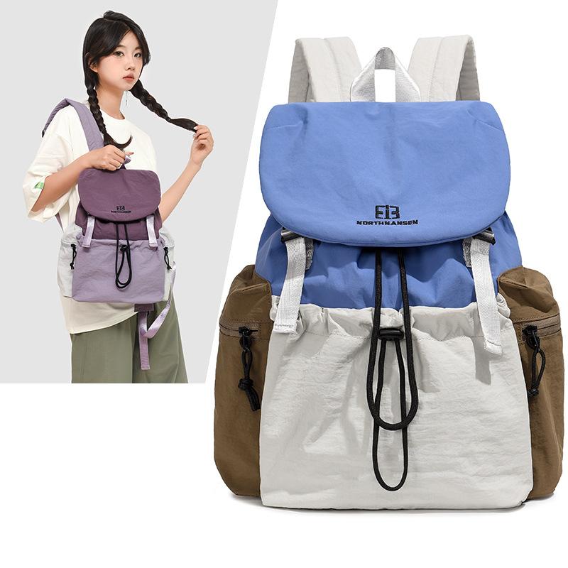Travel Outdoor Leisure Backpack Student Lightweight School Bag Female Commuter College Wind ins Wind Contrast Color Hiking Backpack