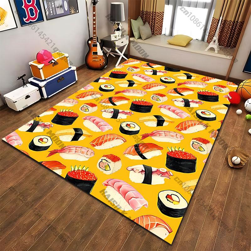 Colorful assortment of sushi pieces carpet Yoga living room room decor children's crawling mat doormat area rug games mat