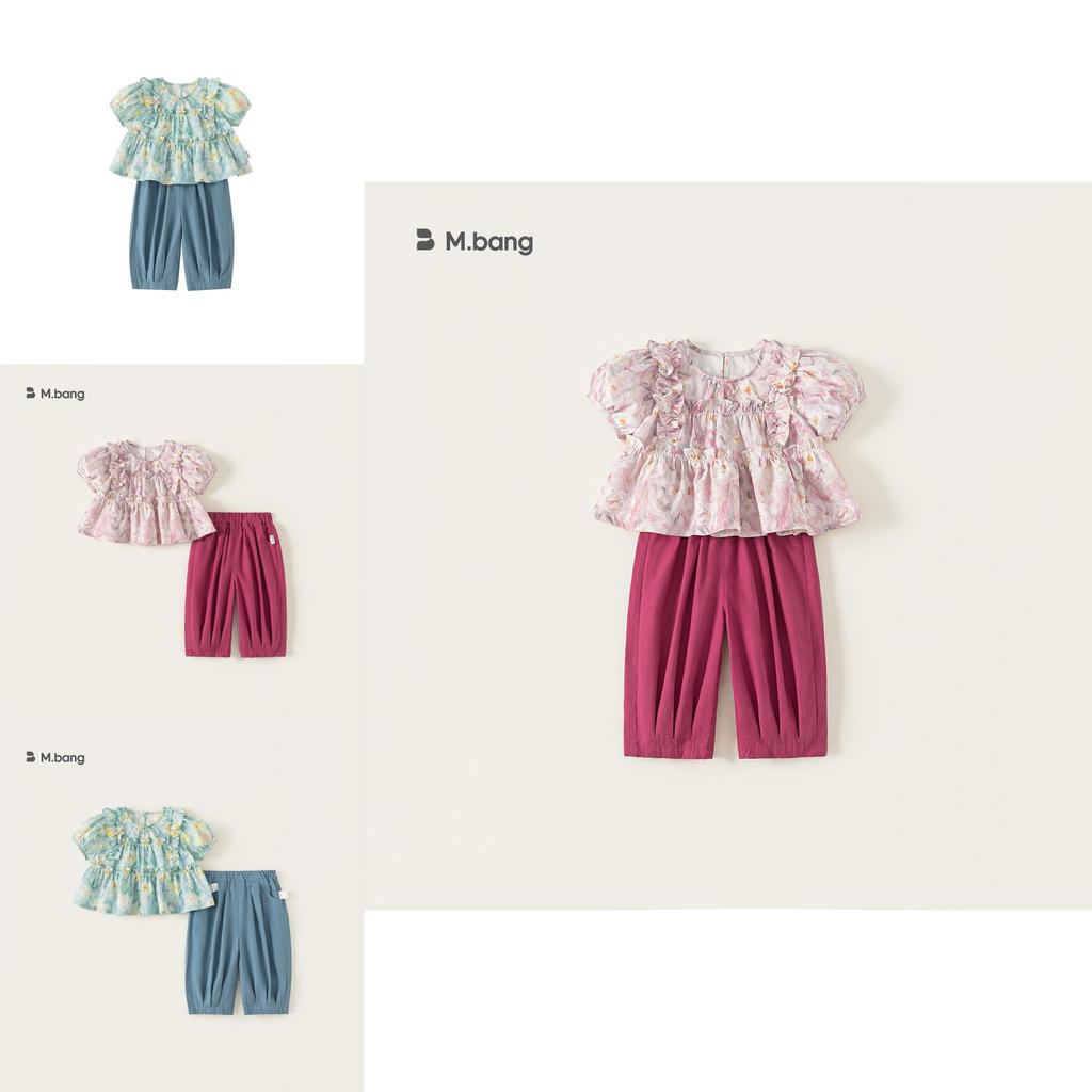 Girl Summer Floral Dress Set With Cotton Fabric For Children Aged 3 To 8 Years