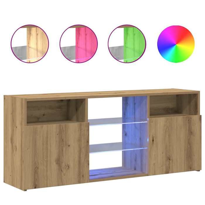 VidaXL TV Cabinet with LED Lights Artisan Oak Engineered Wood, TV Stand, Media Unit, TV Console, Furniture 856352