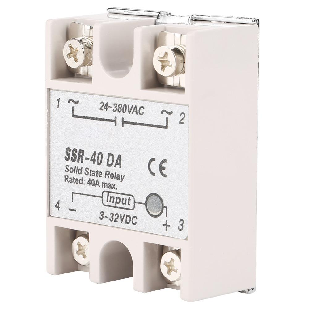 SSR- 40DA 40A Solid State Relay Input 3-32V DC Output 24-380V AC Single Phase SSR- 40DA Solid State Relay DC Control AC