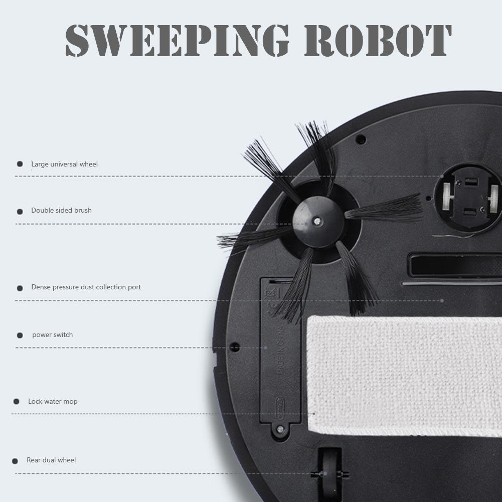 Smart Sweeping Robot 3-in-1 Automatic Vacuum Cleaner 1200 MAh Rechargable Cleaning Machine Low Noise Household Electronics