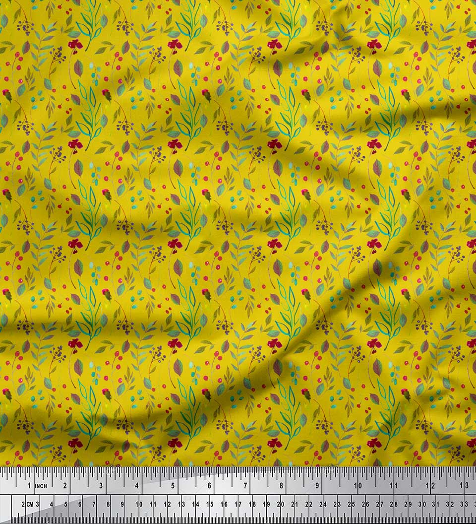 

Тканина Soimoi Blue Japan Crepe Satin Red Berries & Beech Leaves Print Тканина на метри 42 дюйма 42 Inch Wide - Poly Crepe жовтий