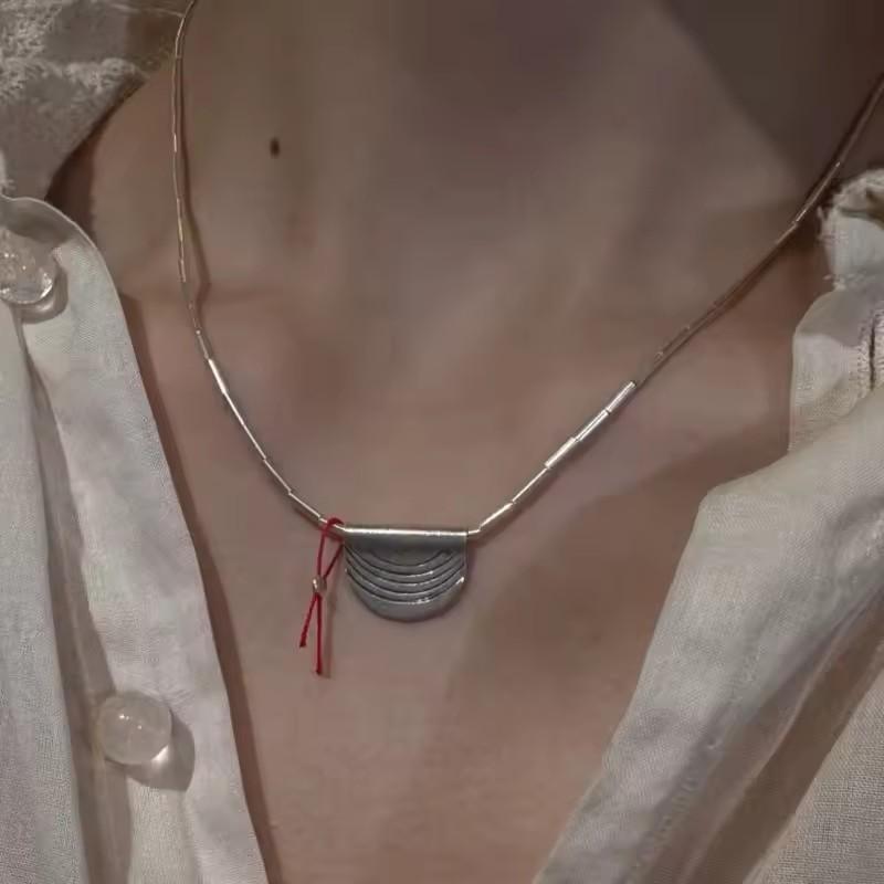 VENTFILLE Naszyjnik z geometrycznym koralikiem ze srebra próby 925 dla kobiet i dziewcząt Koreański design Wszechstronny Choker Biżuteria Dropshipping Hurtownia