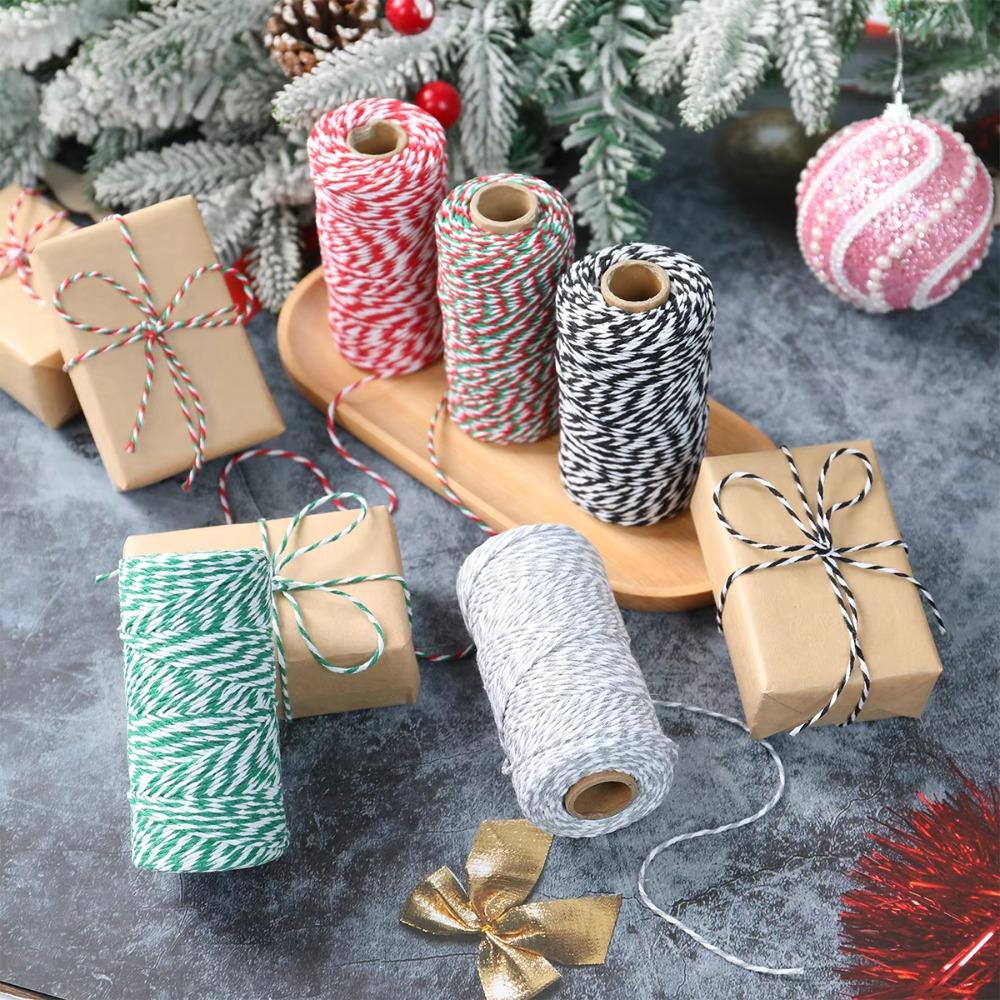 Neues buntes Wickelschnur Seil 100M Geschenkbox Verpackung Baumwollschnüre Seil DIY Frohe Weihnachten Deko Neujahr 2026