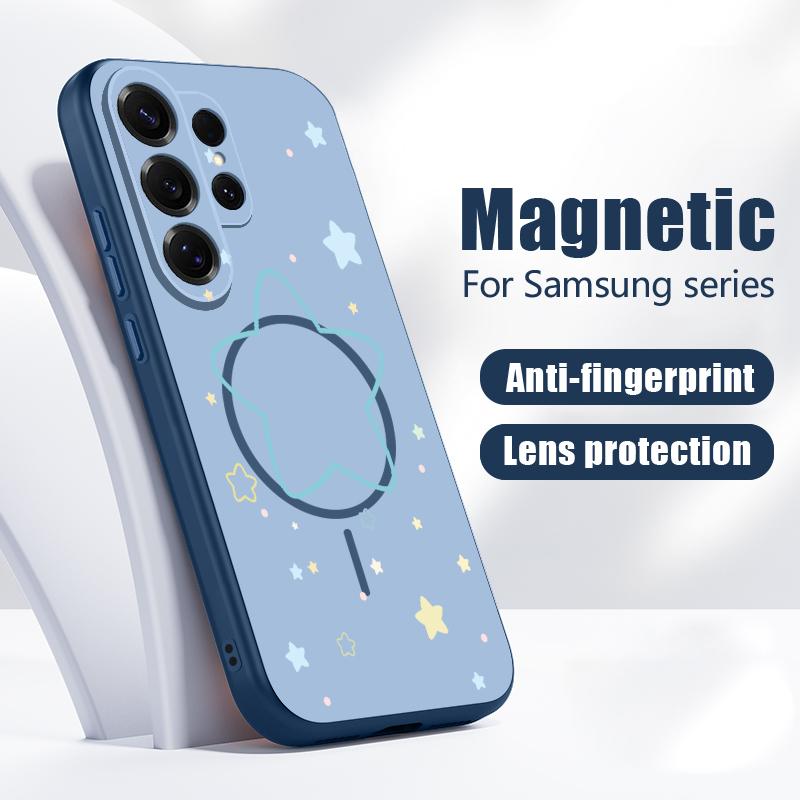 Lucky Stars Planet Pattern Case For Samsung Galaxy S26 Ultra S25 Edge S24 Plus S23 FE S22 A17 A54 A55 A56 A57 5G Magnetic For Magsafe Matte Cover
