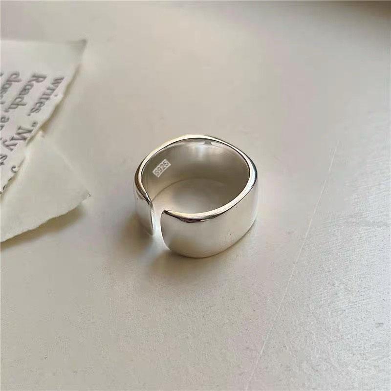 925 Sterling Silver Simple Ring For Women Fine Jewelry Finger Adjustable Open Vintage Smooth Ring For Party Birthday Gift
