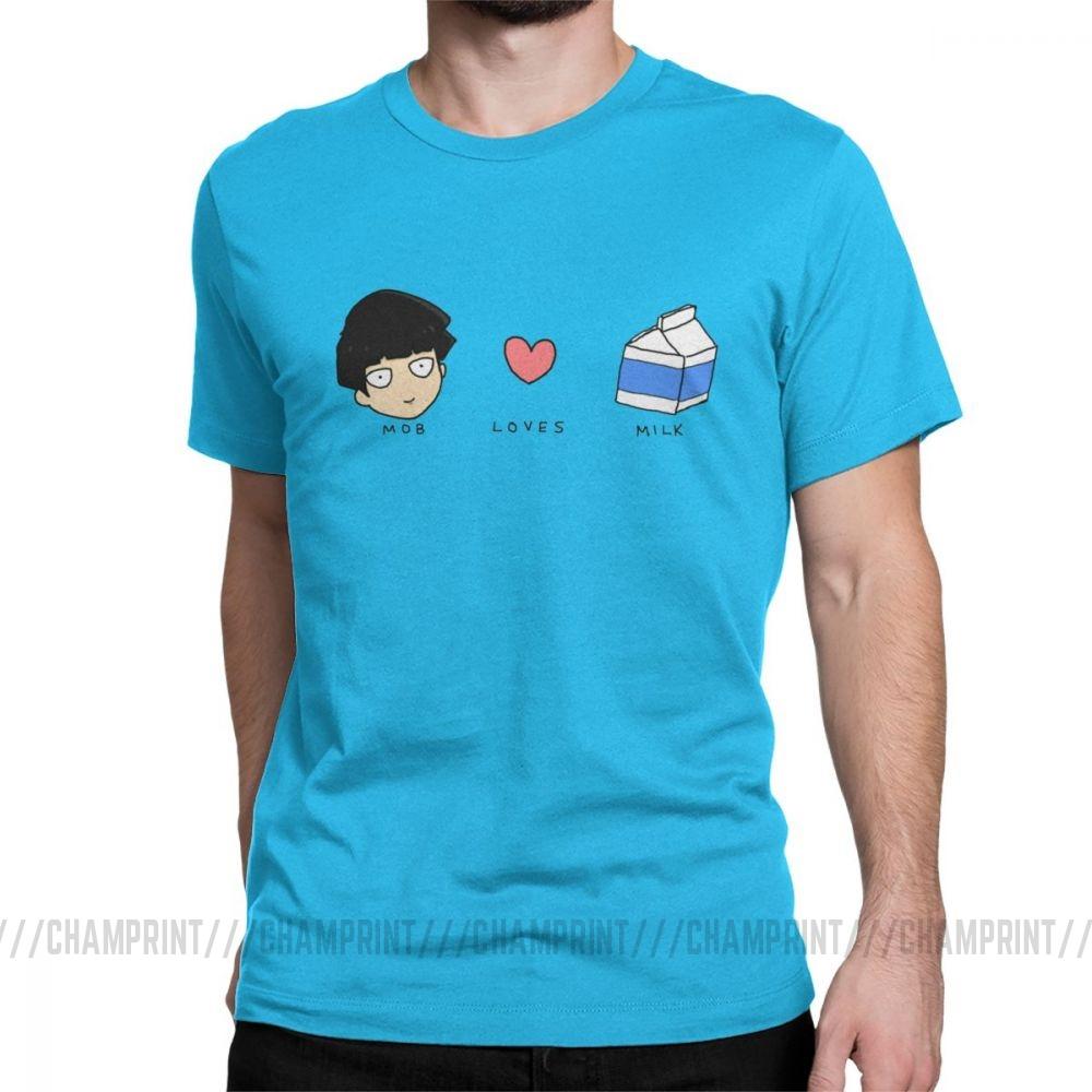 Mob Loves Milk Mob Psycho 100 T Shirts Men S Cotton Novelty T Shirts Round Neck XL