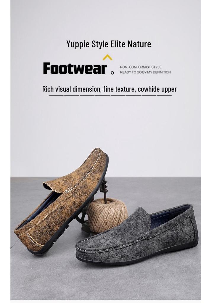 New Men's British Style Casual Leather Moccasins - Versatile Slip-on Driving Loafers