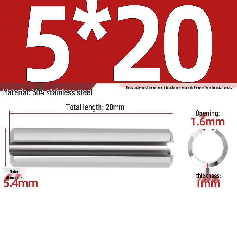 304 Stainless Steel Slotted Spring Pin, Cylindrical Shaft Pin, Locating and Hollow Pin (M5-M12)