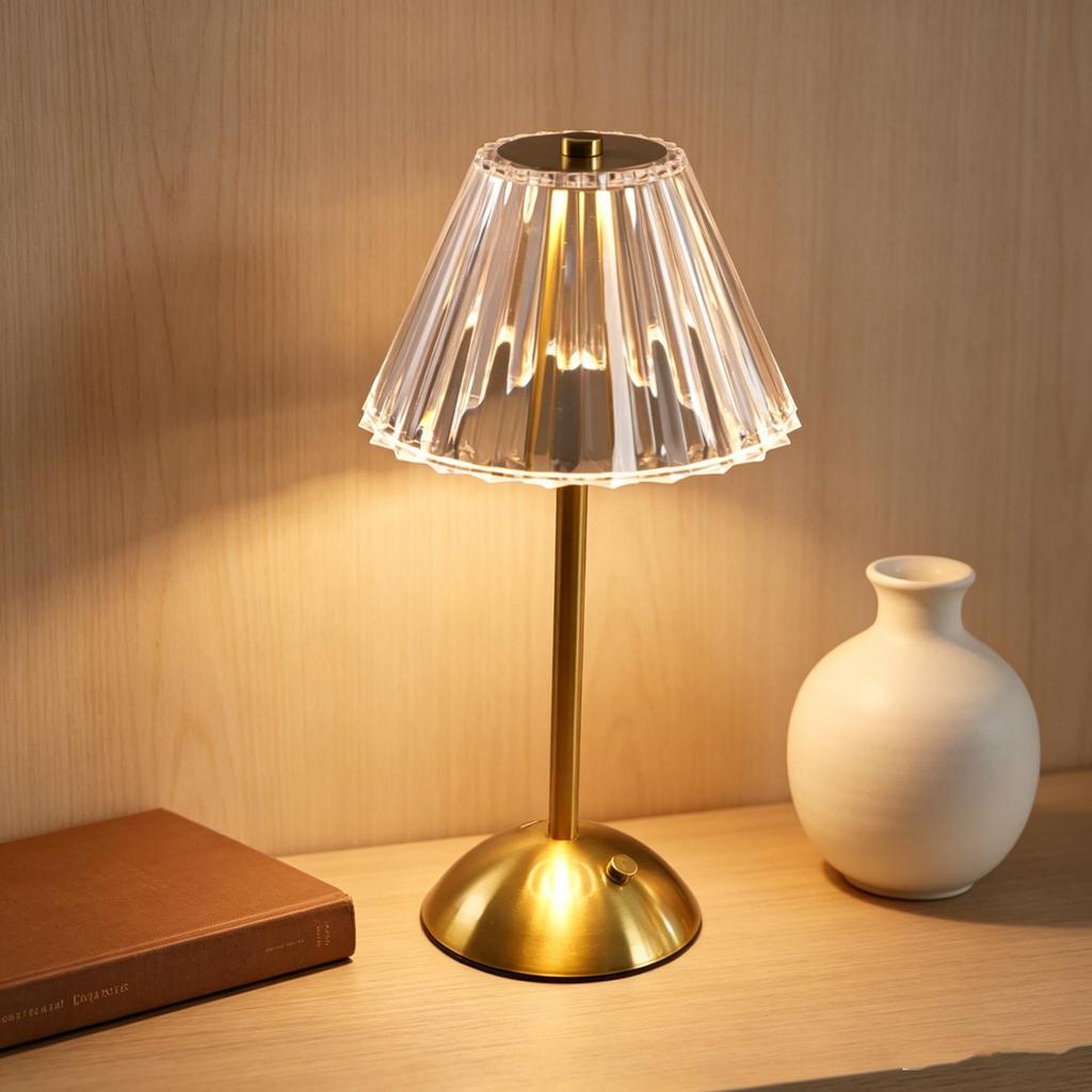 Crystal Retro Bedside Lamp - Luxury Rechargeable Night Light for Master Bedroom