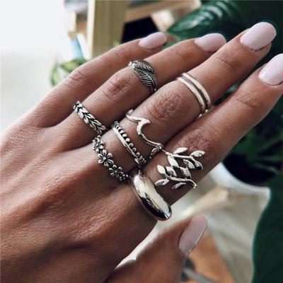 Chunky Punk Silber Farbe Schädel Crown Finger Ringe Set für Frauen Mädchen Weibliche Vintage Stern Sonne Mond Knuckle Ring Schmuck neue