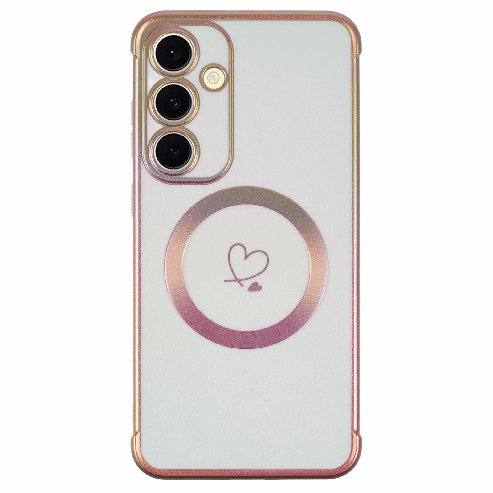 

For Samsung Galaxy S24+ Magnetic Case TPU Gradient Electroplated Phone Cover Colorful White