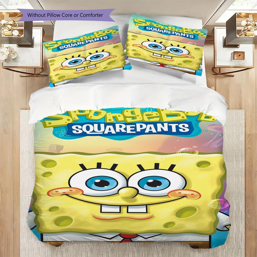 Spongebob Squarepants Movie Bedding 1 Duvet Cover 2 Pillowcase Without Core Soft And Comfortable Duvet Cover And Pillowcase Bedding Set