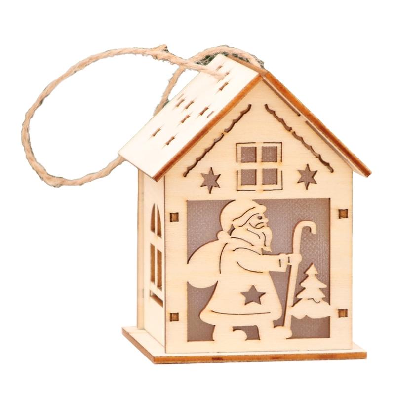 3/5’’ Xmas Desk Decor House Santa/Snowman/Reindeer Tabletop Decor Lovely Christmas Ornament DIY Wooden Puzzle Art Crafts