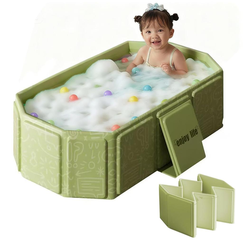 Toddler Bath Tub for Shower Portable Baby Bathtub Foldable Kids Bathtub Travel Shower Ready Easy to Clean Fits Ages 1-3