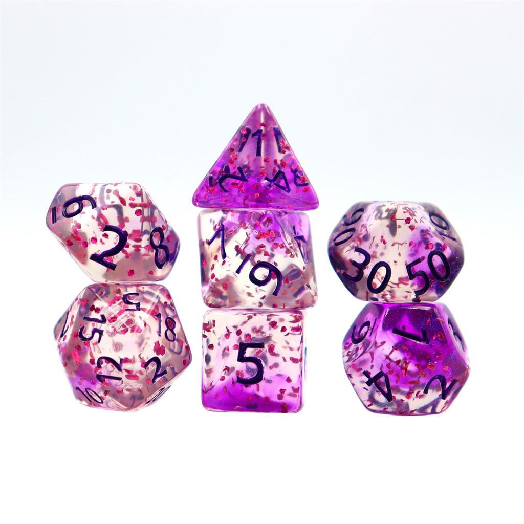 7-teiliges Kristall-Stil Dnd Würfelset - Polyedrische RPG Würfel für Tabletop Gaming, Funkelnde Edelstein TTRPG Zubehör