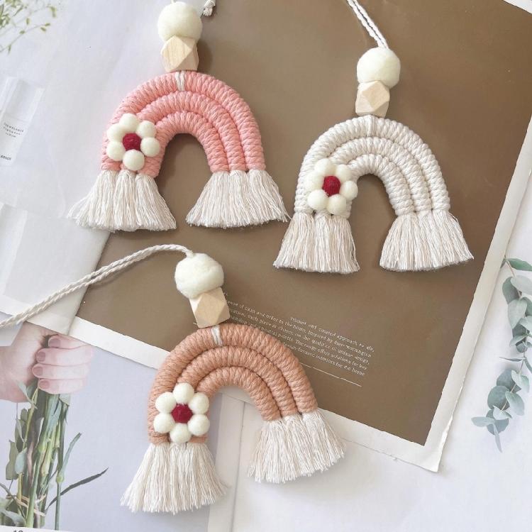 Stylish Woven Rainbow Keyring Weaving Durable Car Ornament Keychain Accessories