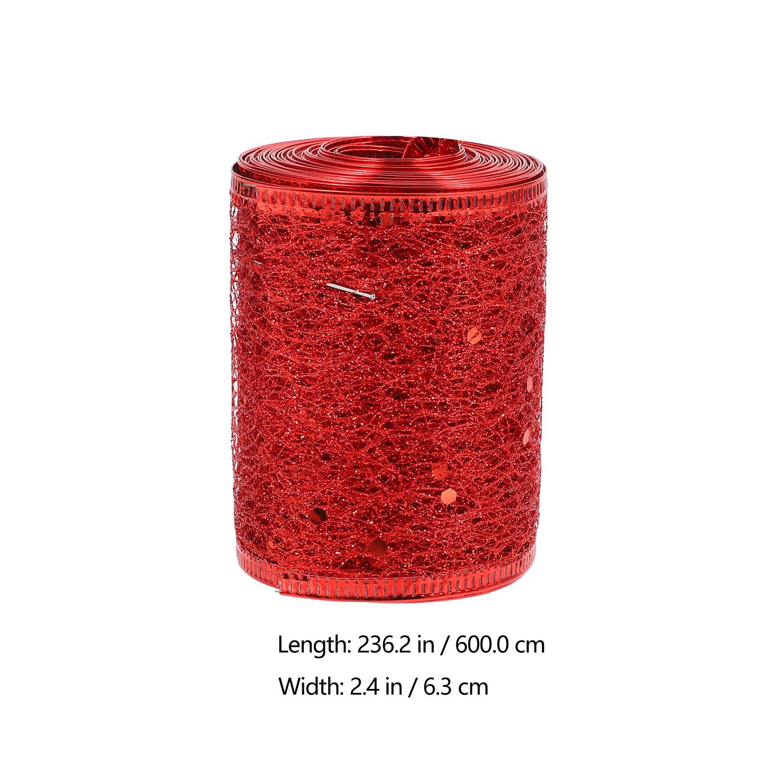 

1 рулон красной блестящей сетчатой ажурной ленты, декоративная лента для упаковки подарков, бантов, рукоделия, флористики, вечеринок, для DIY, для праздничного использования красный