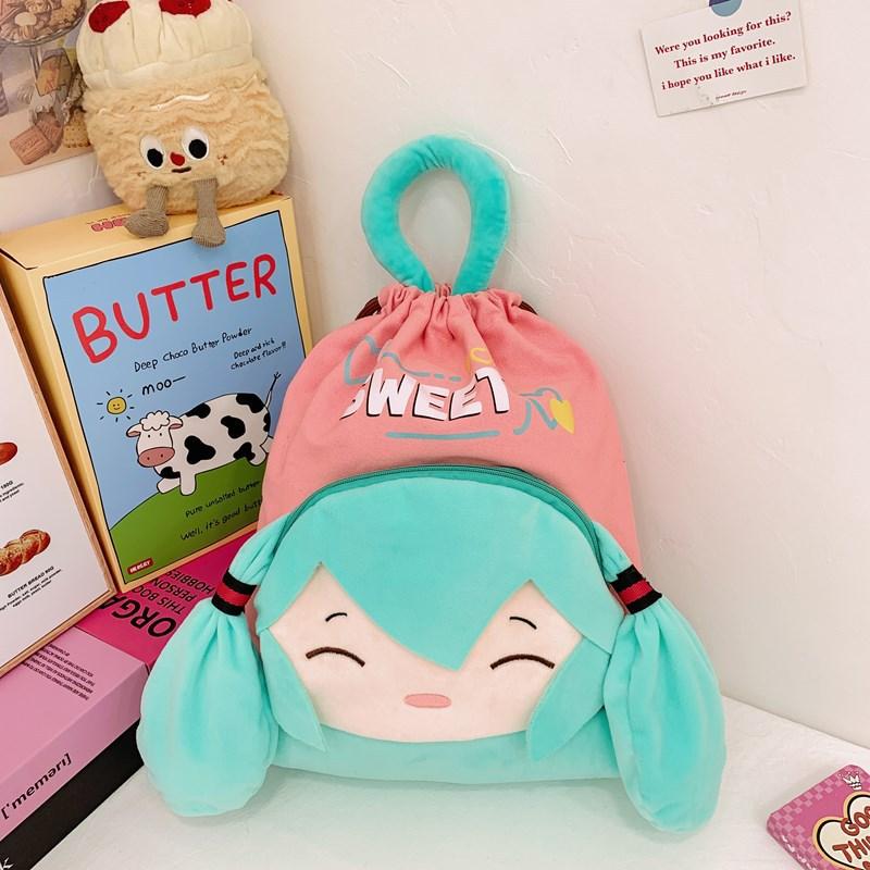

New Labubu backpack plush pain bag cute backpack Kapibala canvas bag drawstring bag CLE розовый