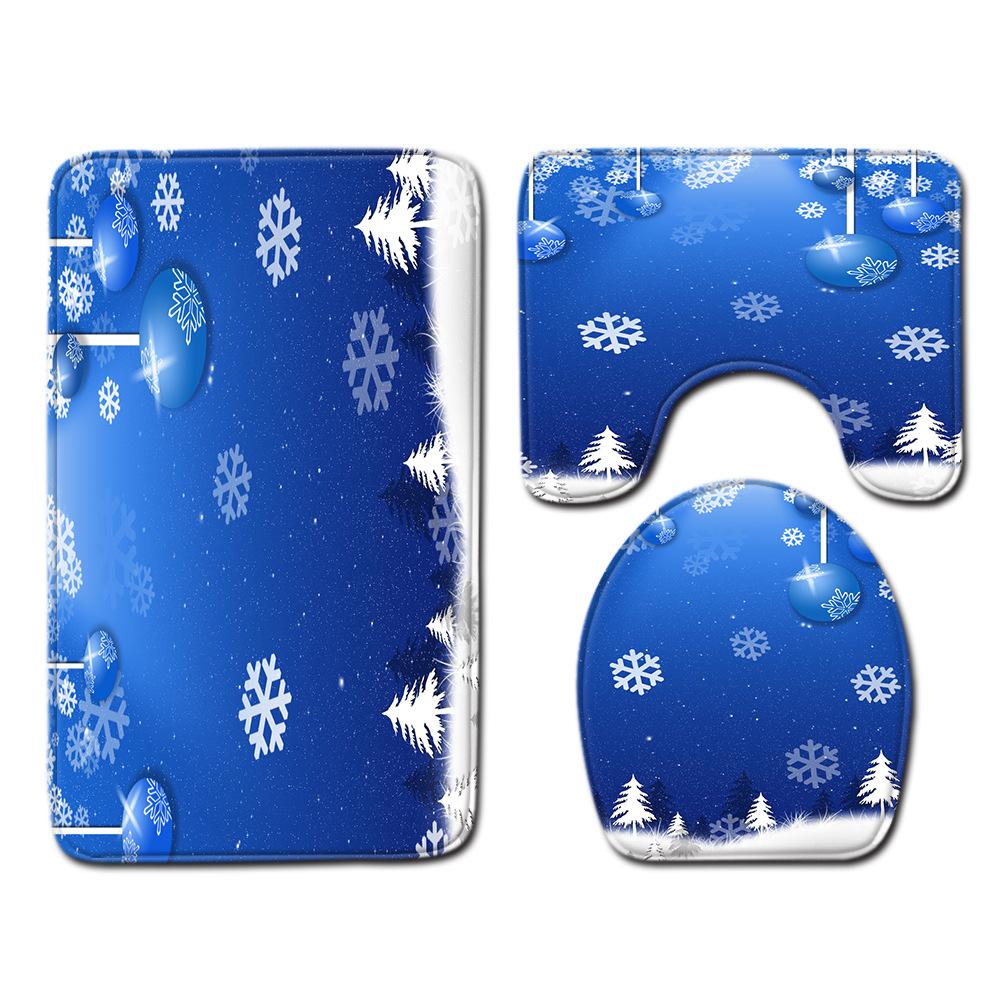 Christmas Bathroom Floor Mat Toilet Three-Piece Set
