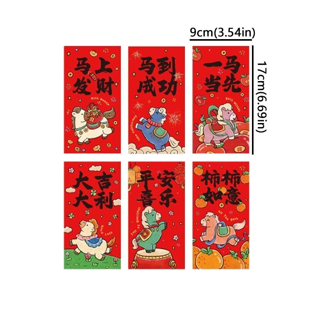 6pcs Traditional Style Chinese New Year Red Envelope Paper Lucky Red Pockets  Marriage Occasion