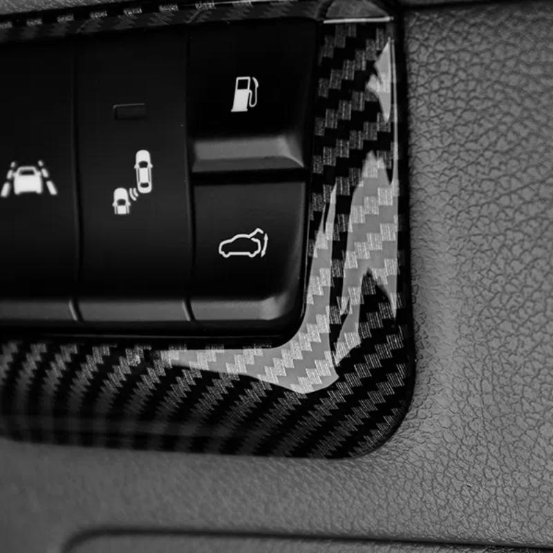 Carbon Fiber Texture Front lamp Switch Button Cover Trim Frame For Kia Stinger 2018 2019 2020 2021 2022 2023