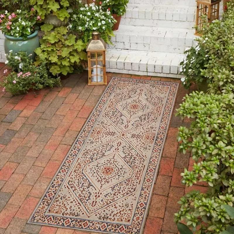 Classic Persian Medallion Runner Rug Vintage Blue Oriental Intricate Floral Border Non Slip Carpet Traditional Entry Decor